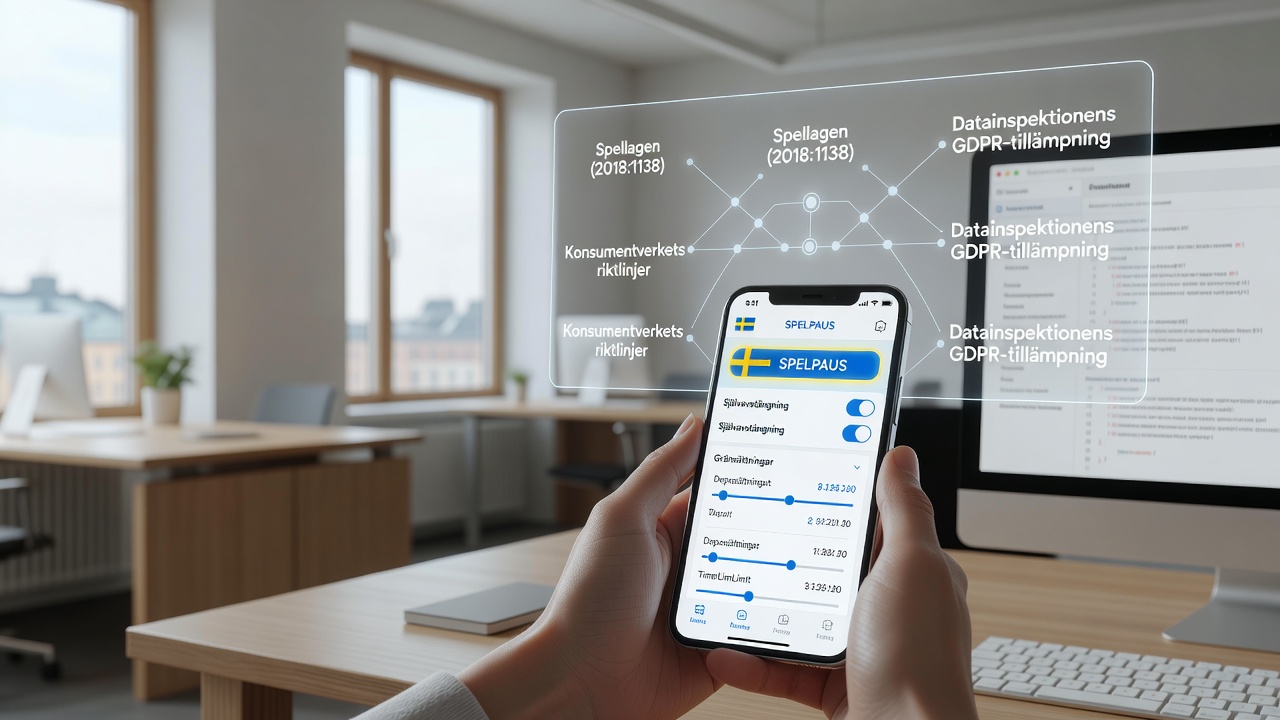 Mobile screen example of session timer and deposit limit interface under Swedish rules